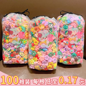 Dream Silky 100pcs การ์ตูนน่ารักสาวยางรัดผมสําหรับเด็กอุปกรณ์เสริมผมสําหรับสาวความเสียหายฟรีผม