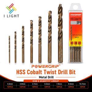 (Fast Delivery)5/10PCS HSS Cobalt Twist Drill Bit 1/8-1/2 Anti-Slip Grip Heavy Duty Metal Drill