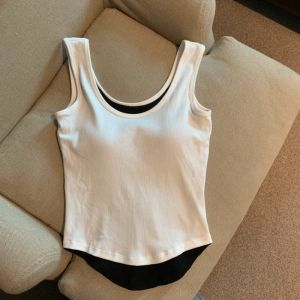 Áo Ba Lỗ Giả Hai Mảnh Màu Xám Cho Nữ Có Đệm Ngực Áo Khoác Ngoài Mùa Hè Chống Hở Hang Áo Ba Lỗ Một Mảnh Áo Ba Lỗ Một Mảnh