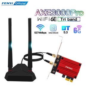 Fenvi | FENVI WiFi Adapter WiFi 6E AX210 5374Mbps Tri Band 2.4G/5G/6Ghz Blue-tooth 5.3 802.11AX Game Red Wireless Network Card Win10/11