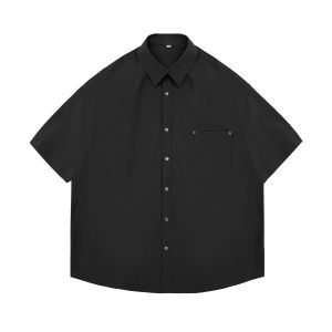 เสื้อเชิ้ตแขนสั้นทรงหลวมสไตล์ญี่ปุ่นย้อนยุคสำหรับผู้ชาย ทรงพิมพ์ลายสก็อต ทรงลำลอง ทรงทำงาน ทรงสวมใส่สบาย