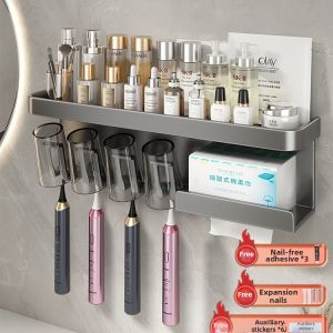 Multi-functional Bathroom Organizer Wall-mounted Toothbrush Rack