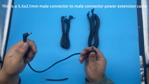 90 degree double elbow DC5.5 x 2.1mm power cord 12V10A high power extension cord security monitoring/industrial equipment cable