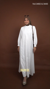 NMR Gamis Cerruty Babydoll Bordir Kombinasi Mango Vol 3402