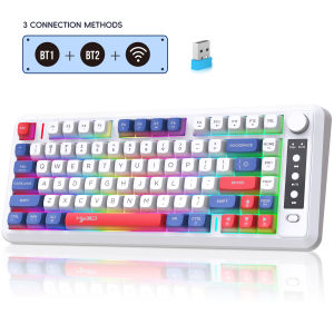 2025 New HXSJ L400 81-key 3 mode gaming wireless keyboard ergonomic Rgb backlit portable membrane keyboard wireless for laptop