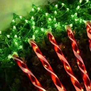 Green Christmas Tree Solar Garden Lights 5 Pack Outdoor LED Stake Lights Warm White 8 Lighting Modes Lawn Yard Holiday Decor