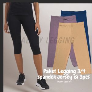 Paket Hemat Legging 3/4 Bahan spandex - Legging pendek wanita ukuran standar 35-55kg- promo hemat