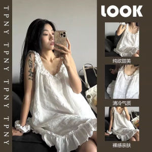 Váy Không Tay Dây Cạp Cao Mùa Hè Thường Ngày Cho Nữ Cỡ Lớn 300 Pound Váy Ngắn Kiểu Ngọt Ngào Có Viền Gỗ