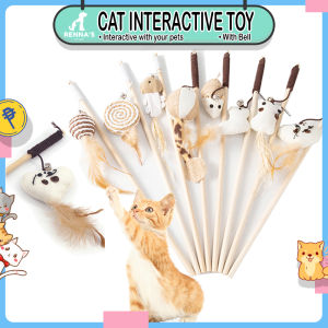 Rennas Cat Interactive Toy With Bell Wood Stick Cat Toys For Kitten Pet Toys For Cats Toy Set Pet Supplies Pet Accessories Dog Accessories Set Sale Cat Accessories Pet Care Set