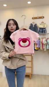 CB BJ1803 Baju Kaos Lengan Pendek Anak Perempuan Bahan Katun Motif Kartun Lotso Pink Lucu