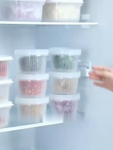 Toples Bulat Transparan Plus Saringan / Penyimpanan Sayur Serbaguna / Toples Bulat Tirisan Murah