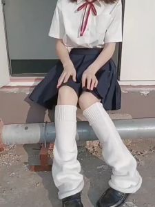 Tất Ống Loe Chân Dệt Kim Đen Trắng Co Giãn Giữ Ấm Phong Cách Lolita JK Thời Trang Cho Nữ - Subo Shop