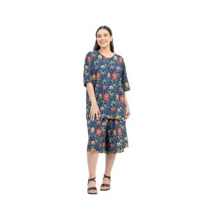 Setelan Kulot Piyama Batik Baju Dan Celana Pendek Santai Busui Wanita Motif 017 Bahan Rayon Adem Dan Nyaman