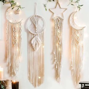 Nordic Handwoven Dream Catcher Wall Decorations Home Room Hanging Ornaments Folk Art Style Bohemian Wall Art for Vacation Home