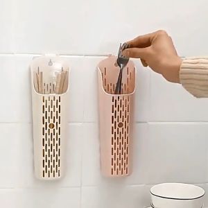 Đi kèm với nắp đậy hộp đựng đũa treo tường không cần đinh tự dính - treo đũa nhà bếp tiện lợi - hộp đựng đũa treo tường thông minh-HAUSE