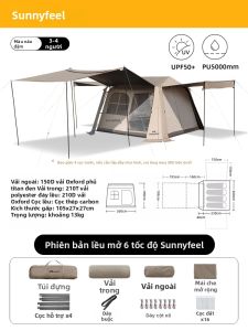 SUNNY FEEL | Lều Dã Ngoại Qua Đêm Chống Nước Chống Tia UV