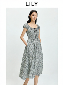 Lily | Đầm Công Sở Vintage Pháp Có Dây Kéo Buộc
