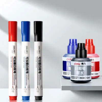 deli | Refillable Erasable Black Whiteboard Marker for Kids