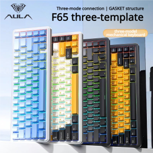AULA | AULA F65 65% Layout Hot-Swap Gasket Mounted Wired Bluetooth 2.4G Wireless Mechanical Keyboard RGB for Mac/Win/Gaming