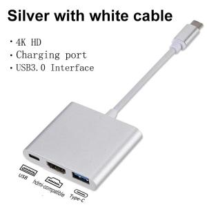 3 in 1 Type C To HDMI-compatible USB 3.0 Charging Adapter USB-C 3.1 Hub for Mac Air Pro Huawei Mate10 Samsung S8 Plus