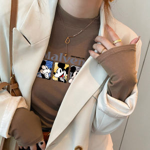 Ladies Thickened Cashmere Half High Collar Long Sleeve T-Shirt Slimming Base Layer Shirt Korean Style Commute Fashion