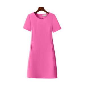 Belly-Covering Dress Short Sleeve Womens Summer Business Womens Clothing Mid Length Long Length Skirt Silm Slimming A- line Skirt Plus Size Black Dress