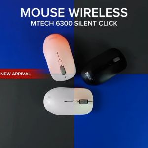 Mouse Wireless Mtech 6300 Silent Click 2.4GHz Optical 1600DPI Gratis Baterai