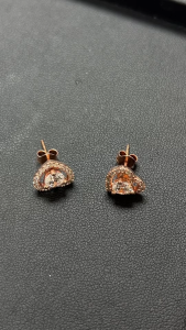 MILLENNE Made For The Night Heart Studded Cubic Zirconia Rose Gold Stud Earrings with 925 Sterling Silver