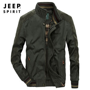 JEEP SPIRIT mens jacket new oversized stand collar loose cotton work jacket multi-pocket jacket