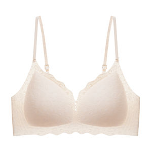 Miiow | French Style Lace Backless Wireless Bra Womens Gathered No Steel Ring Auxiliary Breast Collection Anti-Sagging Cat Person