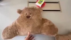 Automotive Waist Cushion Plush Bear Headrest Cartoon Beige Shu Velveteen Cushion Car Seat Pillow Comfortable Neck Pillow Car Interior