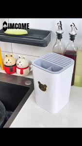 IMCOME Tempat Sendok Garpu Pisau Sumpit Estetik Rak Wadah Peralatan Dapur Penyimpanan Alat Makan Putar Dengan Tirisan Tipe 2