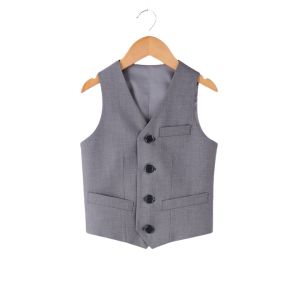 Áo Vest Blazer Màu Xám/đen Cho Bé Trai Trang Phục Dạ Hội Cho Trẻ Em Size 100-170T Trang Phục Biểu Diễn Đẹp Trai Cổ Chữ V Chất Liệu Polyester & Viscose