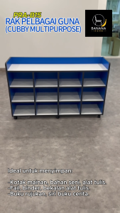 Rak Pelbagai Guna Kubus Sekolah | Rak Organizer Bilik Darjah PRA-B15 | Rak Mainan / Buku / Stor BBM Tadika