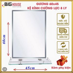 COMBO 2 MÓN ( GƯƠNG 60x44cm + KỆ KÍNH CƯỜNG LỰC 8LY)