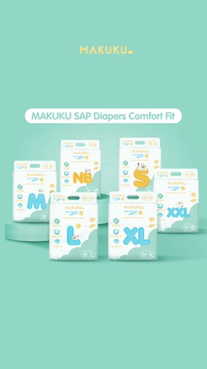 [1 PACK] MAKUKU SAP Diapers Comfort Fit Mini Tape/Pants Ukuran NB/S/M/L ...