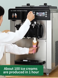 ✨✨EDWARD Commercial Automatic Ice Cream Maker Vertical Three-Head Ice Cream Maker Soft Ice Cream Maker