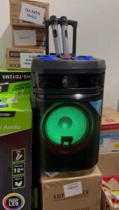 HANSUO HS-TS1278 12Woofer KAYU TROLLEY RECHARGEABLE SUPER BASS WIRELESS SPEAKER