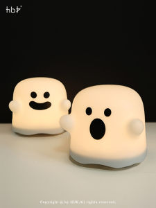 โคมไฟตั้งโต๊ะรูปผีสีดำและขาว ไฟฟ้าแบบชาร์จไฟจากแบตเตอรี่ LED สำหรับห้องนอน สไตล์น่ารักสร้างสรรค์ ของขวัญวันเกิดสำหรับนักเรียนหญิง