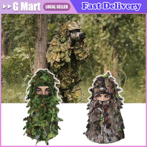 3D Camouflage Leafy Hat Full Face Disguise Ghillie Headwear for Woodland