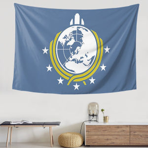 1pc Super Earth Flag Tapestry Wall Hanging - Classic Blue & Yellow Design with White Stars High-End Home Art