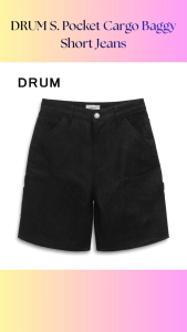 DRUM S. Pocket Cargo Baggy Short Jeans- Black