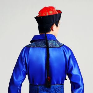 หมวกทหารราชวงศ์ชิง หมวกผู้ชาย หมวกทหาร หมวกผ้าขนสัตว์แบบสวมสำหรับการแสดง หมวกทรงกลม ฤดูใบไม้ผลิ ฤดูร้อน ฤดูใบไม้ร่วง ฤดูหนาว