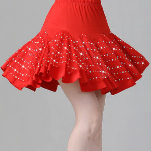 Shirley Dance นมผ้าไหมกระโปรงสั้นผู้หญิงออกกําลังกาย SLIM FIT ชุดเต้นรําละตินประกายเลื่อมสําหรับ Square เต้นรํา