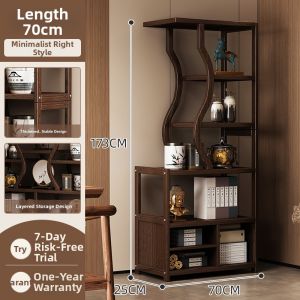 Dark Walnut Traditional Chinese Multi-Treasure Cabinet Tea Accessories Storage