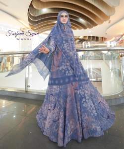 Nadhifa Syar’i Blue Ceruty Babydoll Premium Import Farfadh Syari by Rayhanco Gamis Mewah Syari Elegan Nyaman Modis Terkini Pesta Lebaran Undangan Fashion Dewasa Muslim Dress Remaja Kondangan Simple Biru Formal Navy Panjang