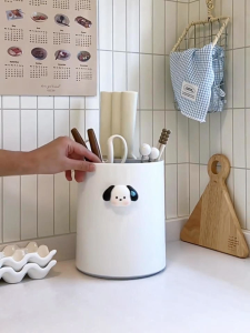 ชุดวางช้อนวางมีด กล่องเสียบมีด ที่ใส่ช้อนส้อม360 ° รูปทรงกระบอก ประหยัดพื้นที่ การจัดเก็บมีดและส้อม