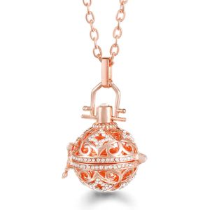 Mexico Chime Music Ball Rose Golden Caller Necklace Essential Oil Diffuser Woman Exquisite Aromatherapy Cage Pendant Jewelry