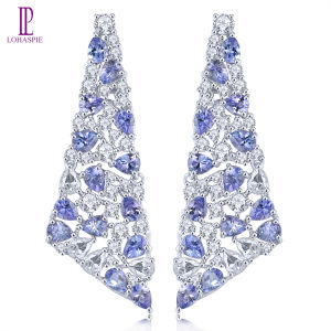 Lohaspie Jewelry Genuine 4 Carats Solid Sterling Silver 925 Stud Earring Natural Tanzanite Garnet Chrome Diopside Stud Earring Garnet Earrings For Women 925 Silver Jewelry
