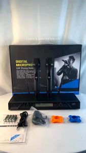 UHF Professional Wireless Microphone High Fidelity Sound 2 Channel Adjustable Frequency KTV Stage performance Karaoke